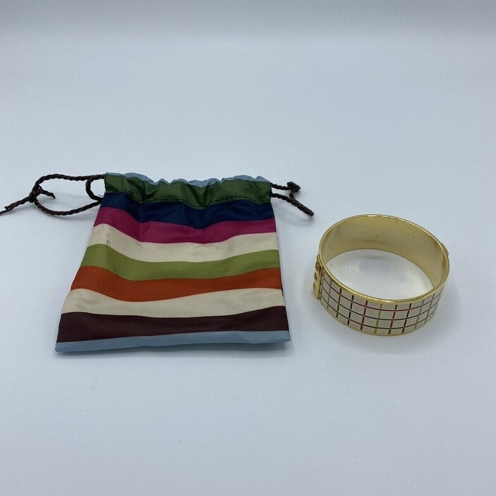 Coach Legacy 1” Colorful Striped Bangle Bracelet Gold Plated - Rare.